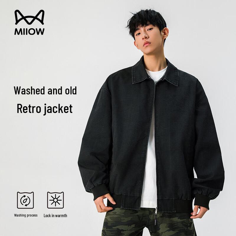 

Miiow Мужская куртка в стиле хай-стрит, выстиранная винтажная рабочая куртка «Детройт» 2XL