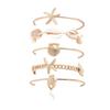 5Pcs Boho Summer Stackable Bangles Luxury Gold Color Starfish Shell Open Bangle Bracelet Set For Women Girls Beach Party Jewelry