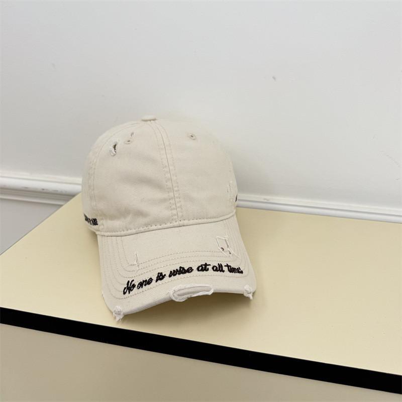 Baseball Cap Women Embroidered Vintage Distressed Wide Brim Sunhat For Summer Casual Wear