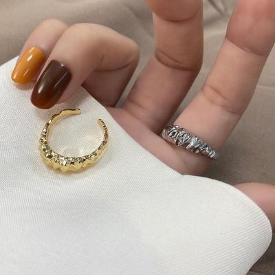 High-End Retro Geometrischer Ring: Freundschaftsschmuck im japanischen und koreanischen Stil