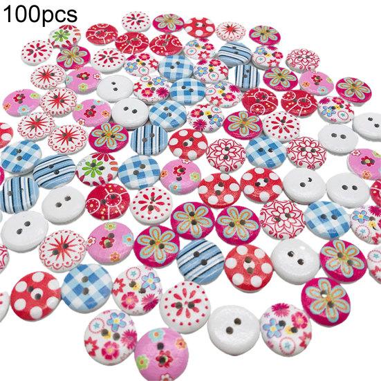 

100шт круглые разноцветные полосатые деревянные пуговицы в клетку DIY аксессуары