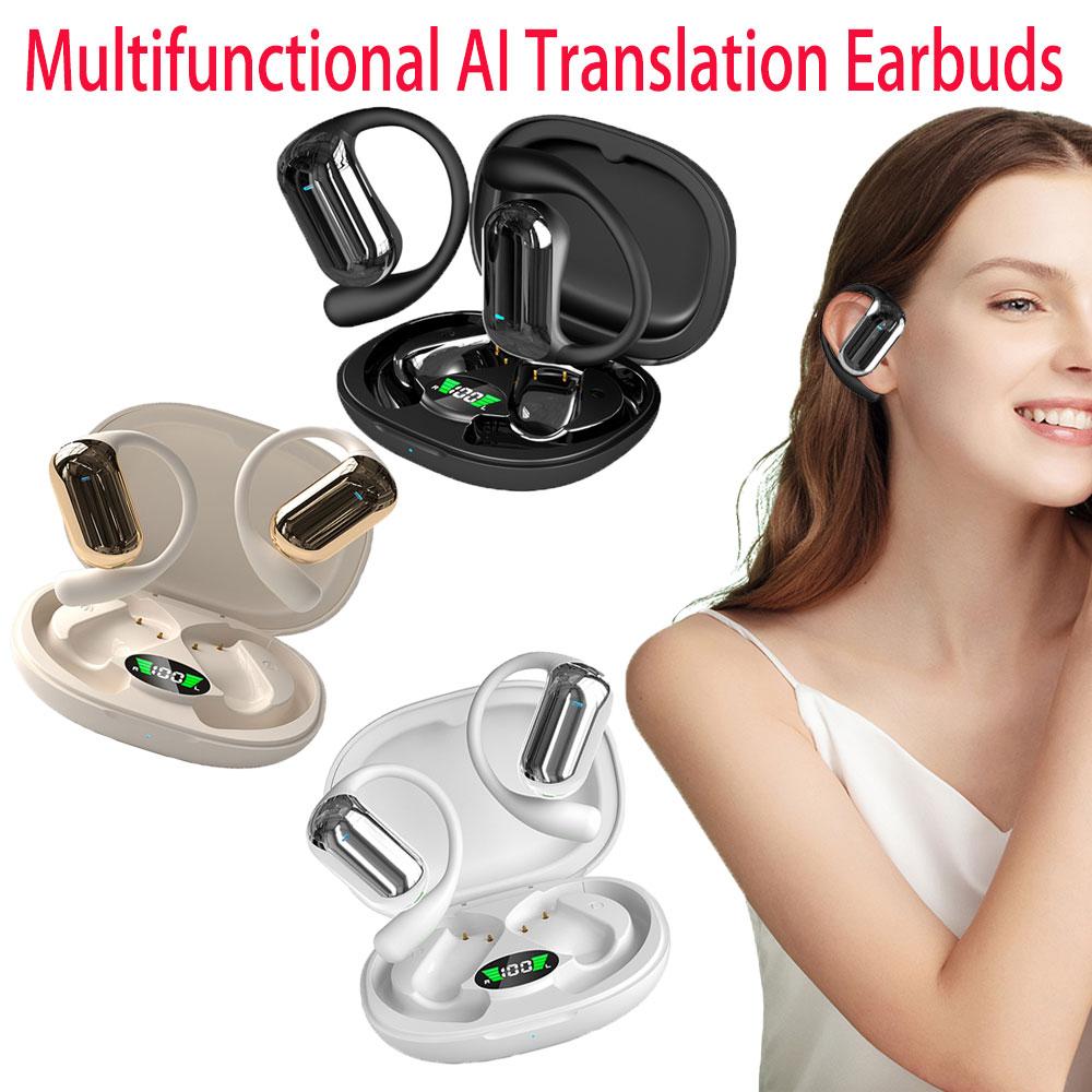 Language Translator Earbuds BT 5.3 Open Ear Headphones Real-Time Translation Earphone for Running Fitness Learning Accessories