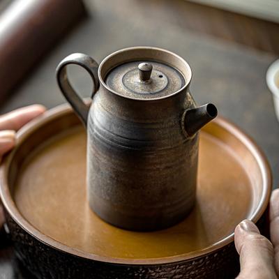 Gilt Glaze Teapot Handmade Retro Rust Teapot Ceramic Single Pot Household Kung Fu Tea Set Side Handle Pot