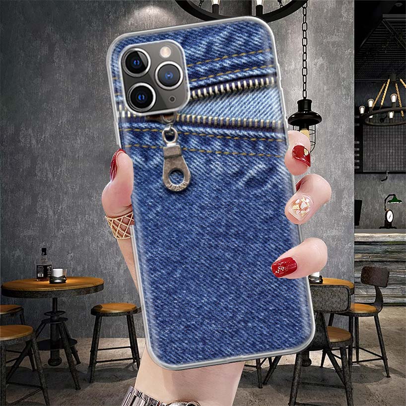 

Jeans Cowboy Denim Printed Soft Phone Case For IPhone 11 17 Air 16E 16 Pro Max 15 + 14 Plus 13 Mini 12 Apple 7 SE 8 Fundas Coque iPhone 15
