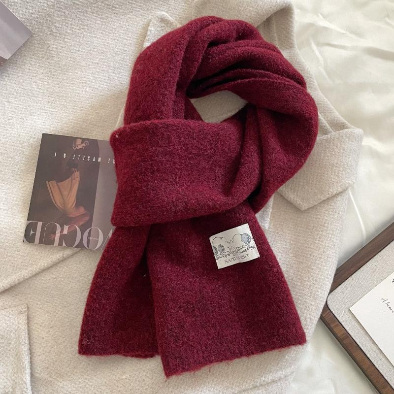2026 New Korean Version Ins Solid Color Scarf Women's Winter Versatile Knitted Warm and Cold-proof Wool Couple Scarf Men