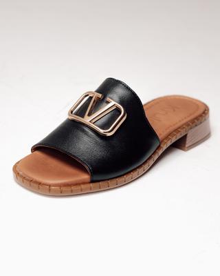 Women's Flip Flops 301016 36 Black Leather