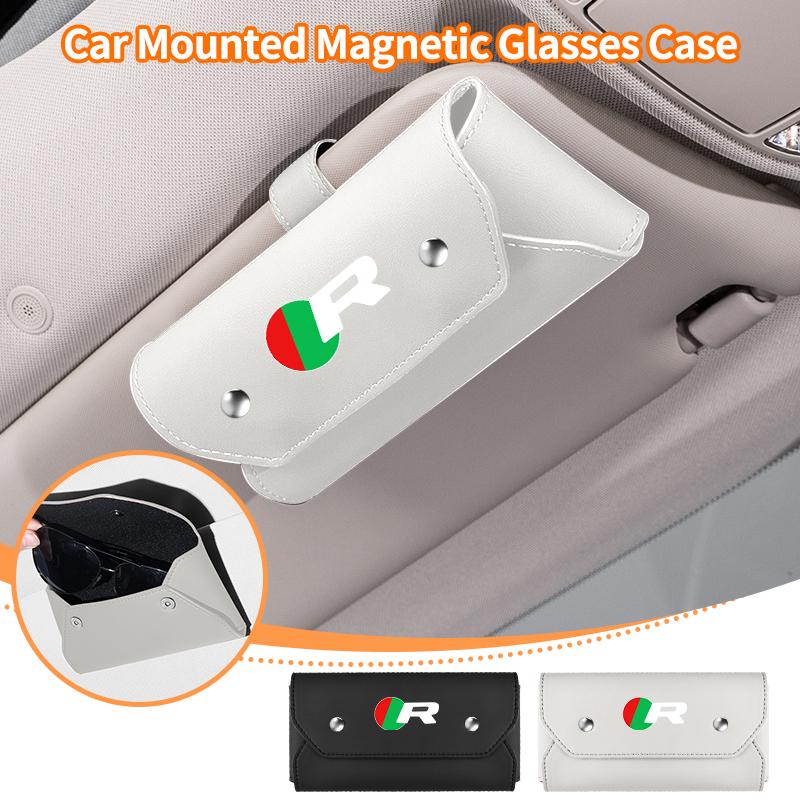Car Sun Visor Glasses Case Leather Sunglasses Box Eyeglasses Holder For Jaguar S-Type F-Type X-Type F-Pace I-Pace XF XJ XFR XKR JLL50