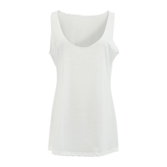 Kadın Rahat Düz Renk Kolsuz Dekolte Boyun Tank Top Gevşek Pamuk Yelek