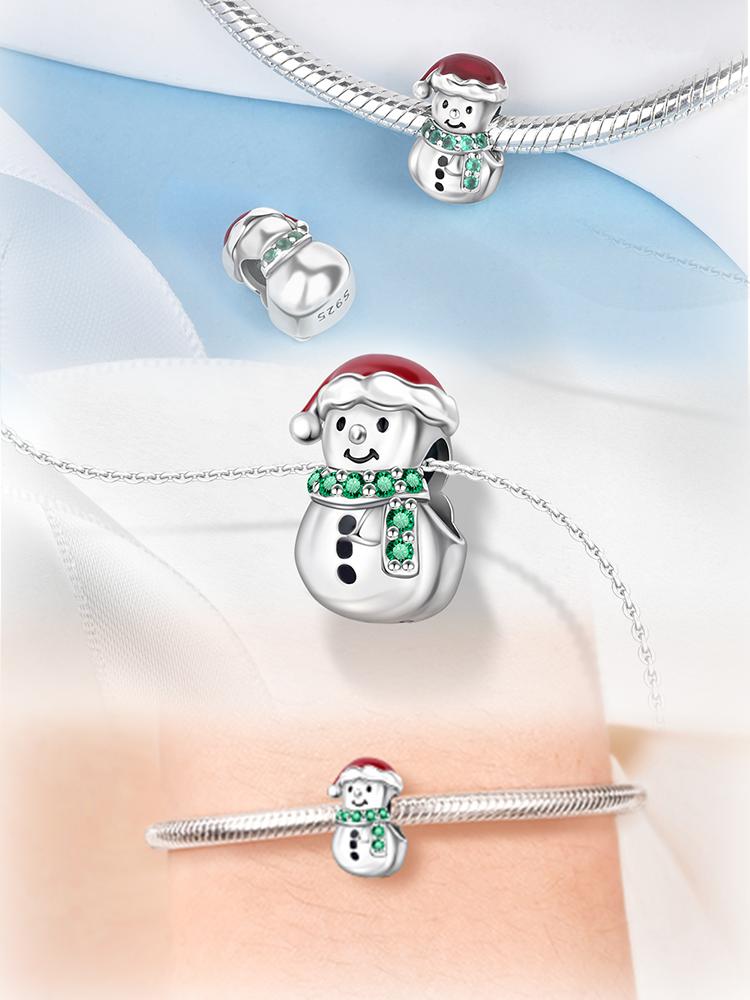 Santa Claus Pendant Bead Component Christmas Snowman Series Copper Metal Colors Pendant Bead Component Designed For Authentic Original Bracelet High