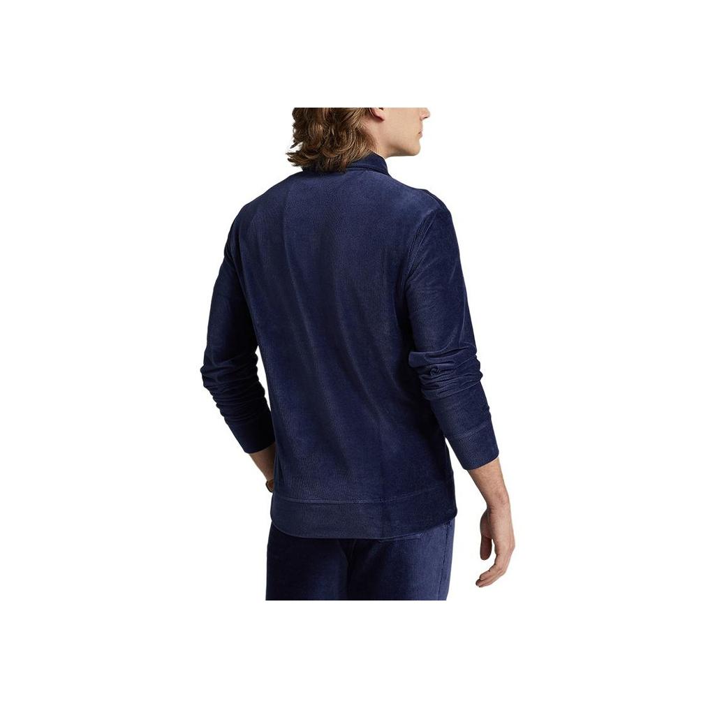 Polo Ralph Lauren Einfarbiges Logo Besticktes Polokragen Langarm Sweatshirt Herren Sweatshirt Marineblau MNPOKNI16822848-410