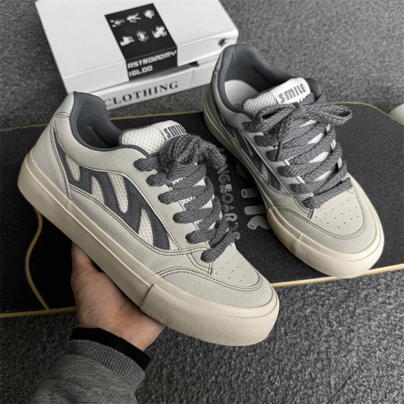 

Модная повседневная обувь на доске 2025 новая ретро-стиль белая обувь универсальная обувь мужская стиль инс уличная фотография тренд студенческая обувь 44 серый