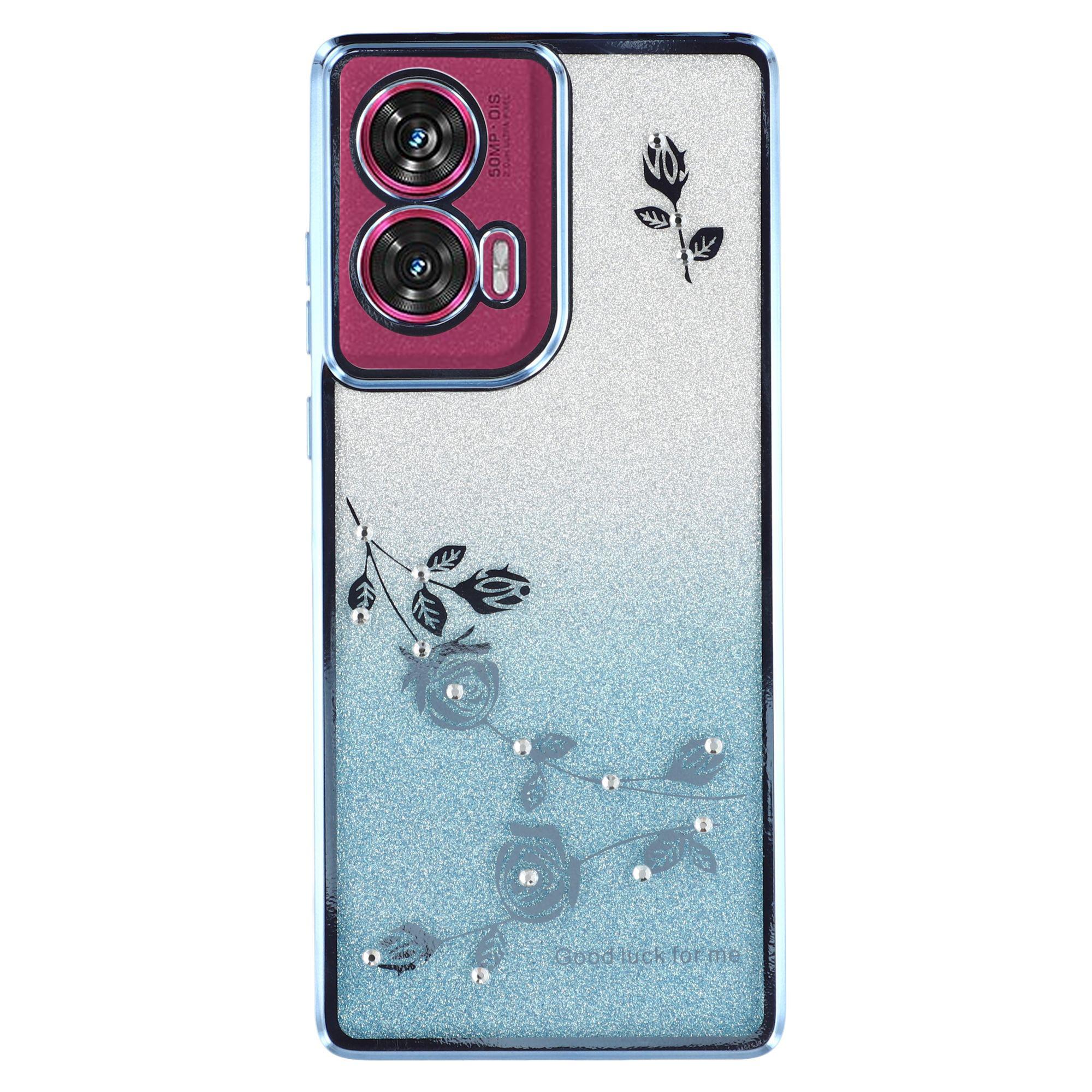 

Чехол KADEM для Motorola Edge 50 Fusion 5G с блестками и стразами из ТПУ Blue