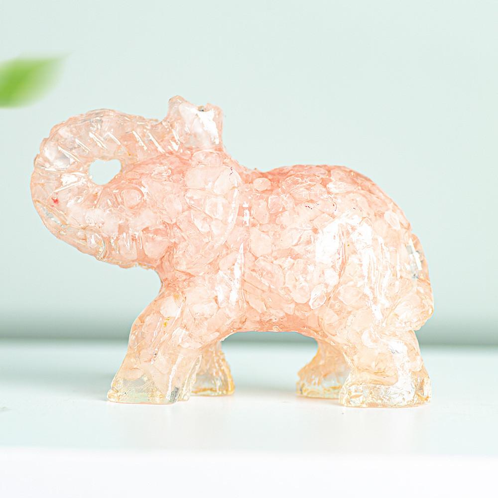 Crystal Elephant Resin Figurine With Semiprecious Stones For Office And Party Decoration