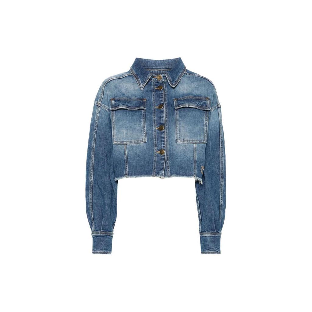 PINKO Spring Summer 2024 Commuter Casual Gradient Short Single-Breasted Pocket Denim Jacket Women jackets Blue 102944A1LQ-PJZ
