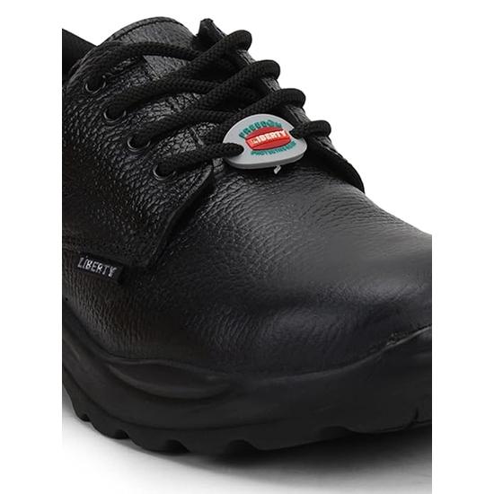 Liberty Freedom Shakti-CT Lacing Hard Toe Safety Shoes for Men | PU Sole | Drymill Leather Outsole| Water Resistance | Shock Absorber (Black - 5 UK)