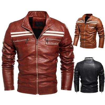 New Men's Jacket, Motorcycle Jacket, Same Striped Leather Jacket, Plush Leather Jacket for Men