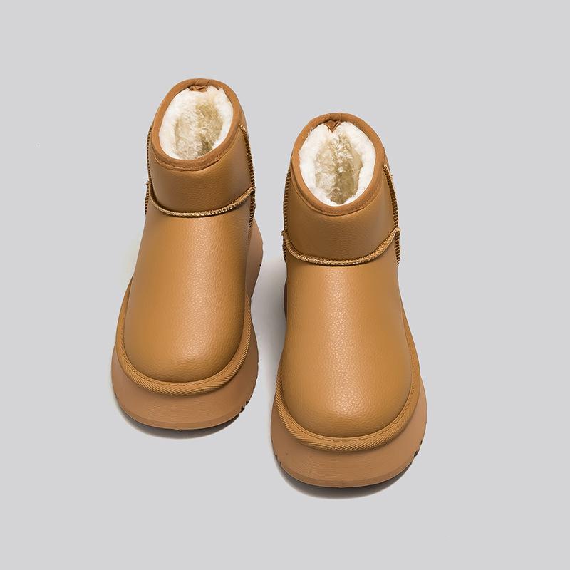 Global new winter 22 short velvet snow boots thickened warm shoes thick sole heightened non-slip cotton shoes 35