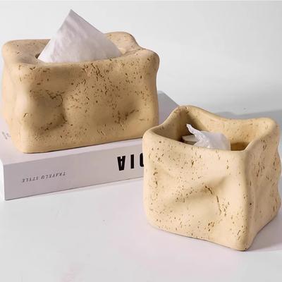 Modern Art Cave Stone Resin Tissue Box, Household Countertop Storage Bucket, Living Room Tissue Storage Box, Kitchen Supplies