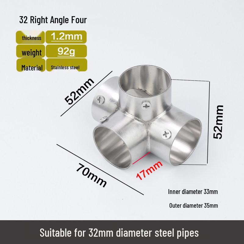 Stainless Steel Right Angle Elbow Union Tee Four-Way Pipe Fitting Combo