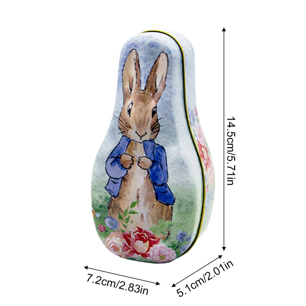 New Hot Easter Day Creative Bunny Egg Tin Box Rabbit Print Candy Gift Box Colorful Cartoon Rabbit Surprise Iron Box Kids Gift