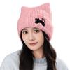 Lovely Cats Ears Hat Women Soft Plush Knitted Hat Trendy Winter Warm Hat for Fall and Winter