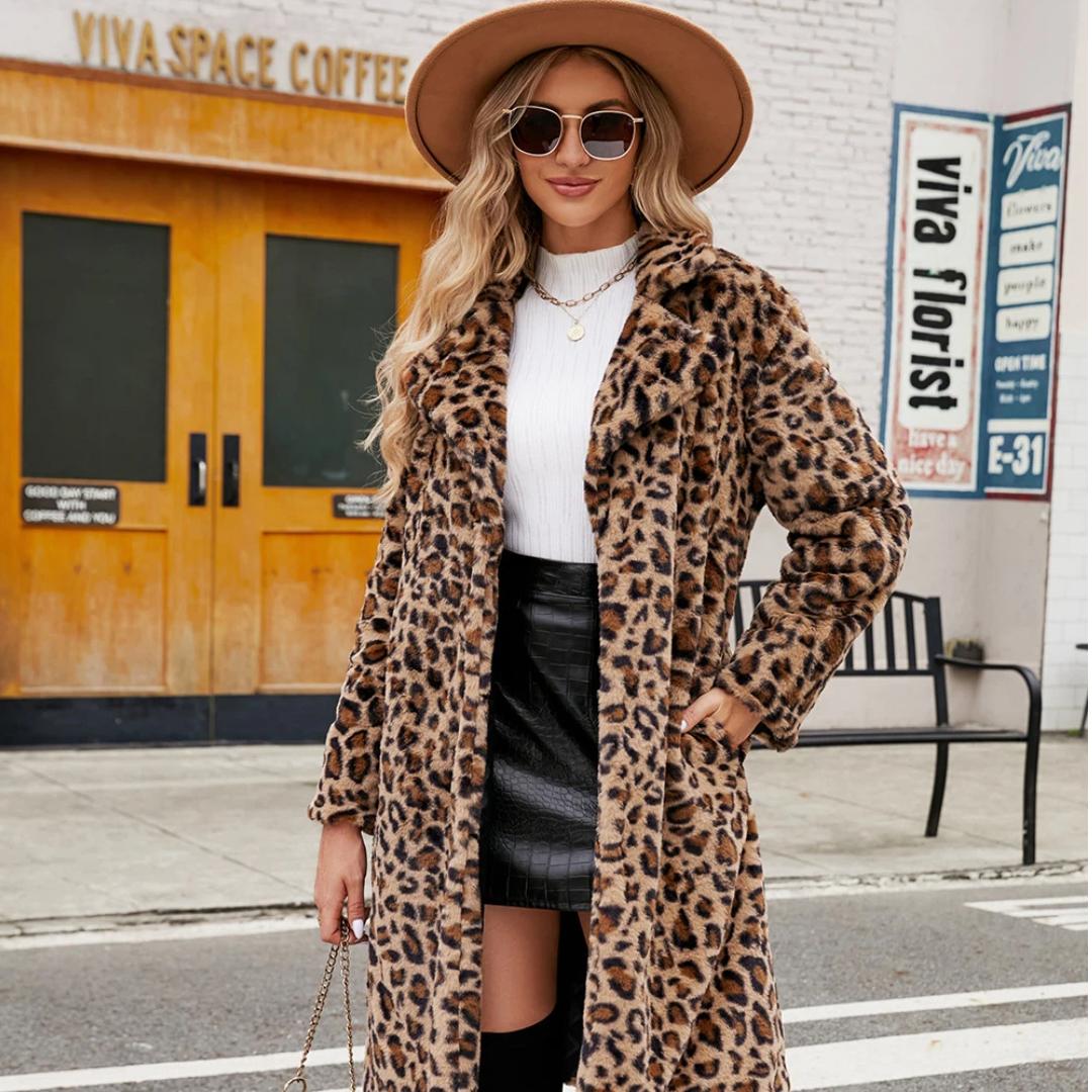 

Fashionable Casual Square Collar Faux Fur Coat Plush Long Coat Autumn And Winter Coat XXXL