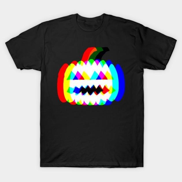 Pumpkin trippy halloween psychedelic glitch rgb T-Shirt Unisex T-Shirt XXL