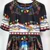 Marka Fashioni Letnia Vintage Sukienka Midi Damska Krótki Rękaw Okrągły Dekolt Empire Kwiatowy Wzór Długa Sukienka na Plażę Imprezę Wieczorową