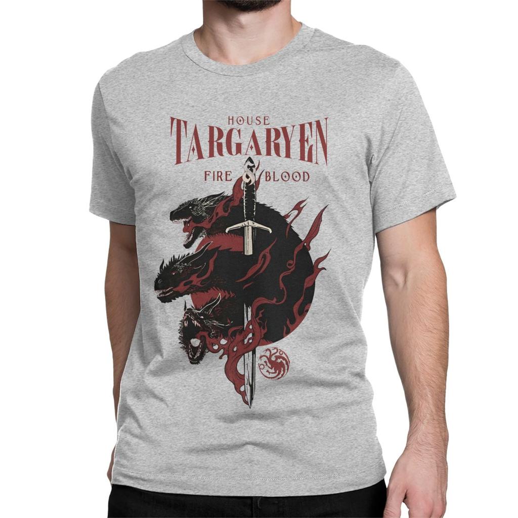 Haus Targaryen Fire And Blood GOT T-Shirt für Herren Damen Erstaunliches 100% Baumwolle T-Shirt Rundhals T-Shirt 4XL 5XL 6XL Oberteile