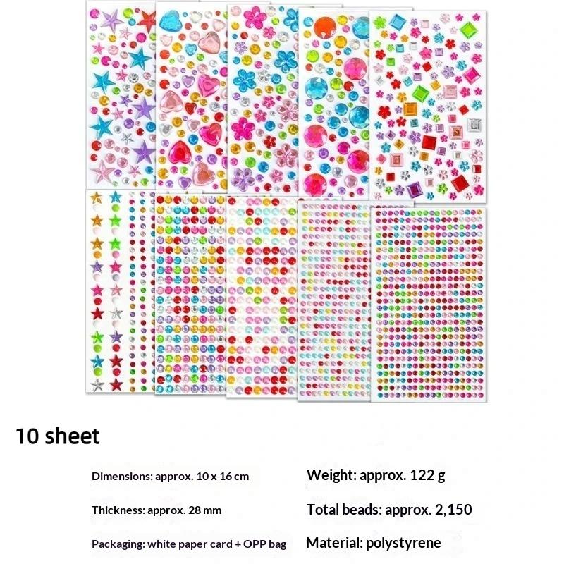 2150-3514Pcs Gem Stickers Jewelty Diy Crafts Self Adhesive Various Shape Rhinestone Face Jewelry Acrylic Party Holiday Gift
