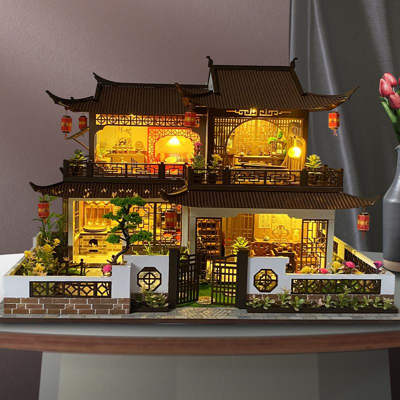 Diy Hut Antique Xixi Flower Room Wooden Hand-Assembled Building Large Villa Toy Creative Gift