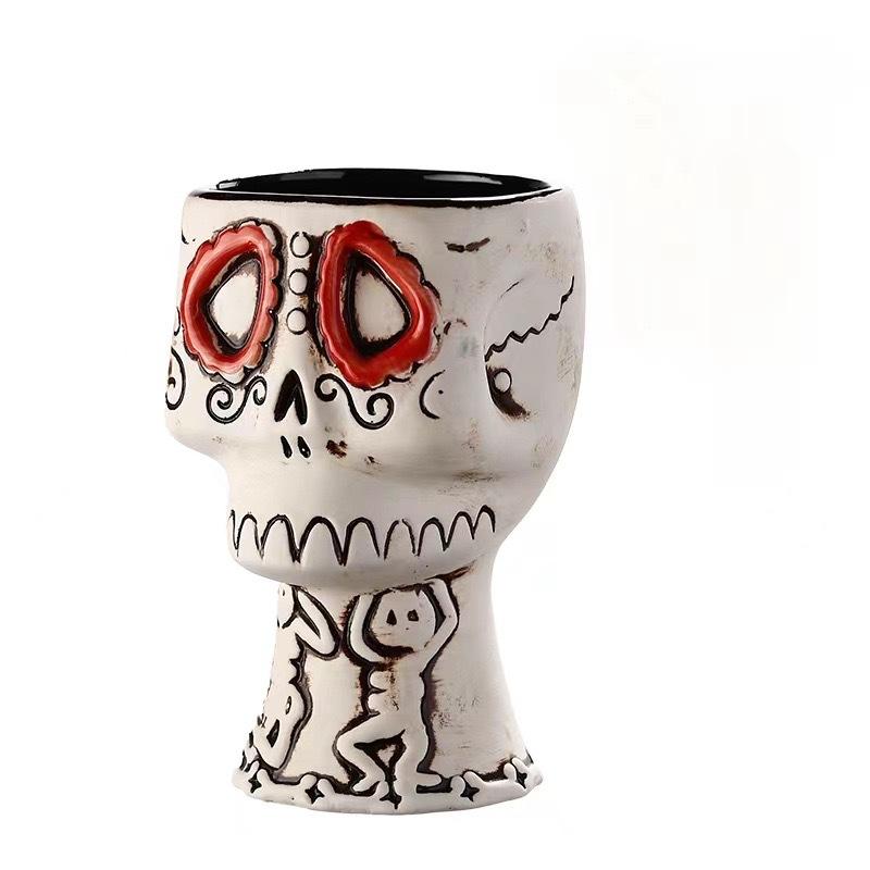 Hawaiian Tiki Cup Skull Ceramic Mug for Tiki Bar Home Bar DecorTiki Cocktail Cocktail Drinking Glass