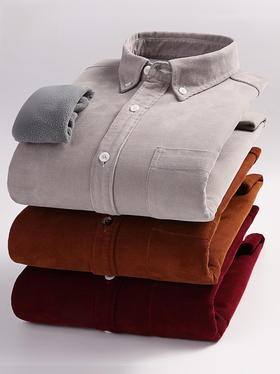 

Dongyu Men s Autumn/Winter Corduroy Velvet-Lined Cotton Casual Jacket XL темно-сірий