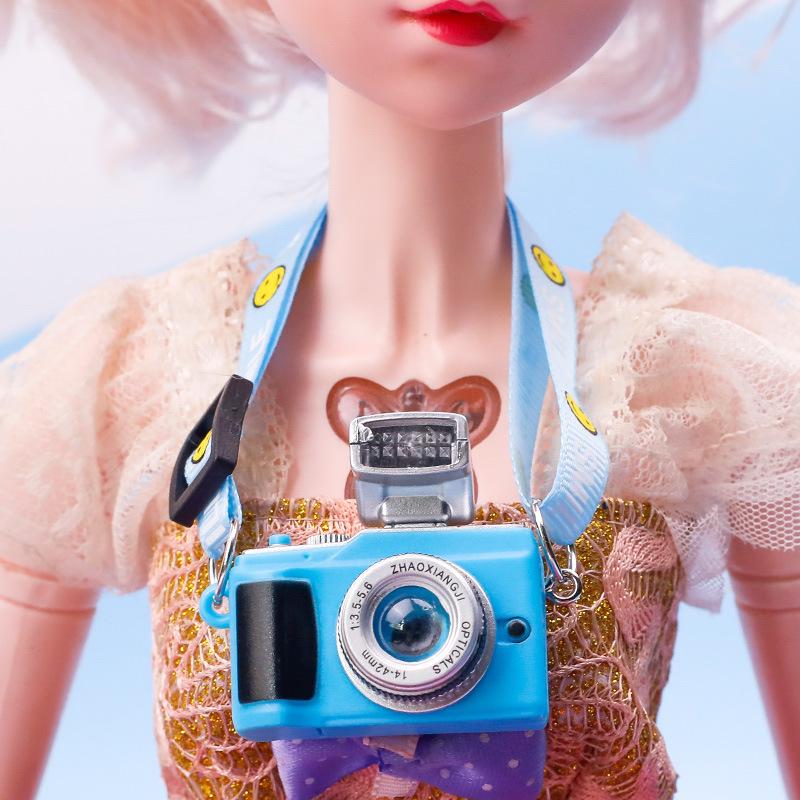 Smiling Puppy Plush Toy Camera Pendant with Sound-Making and Woven Shoulder Strap Adjustable Smile Strap