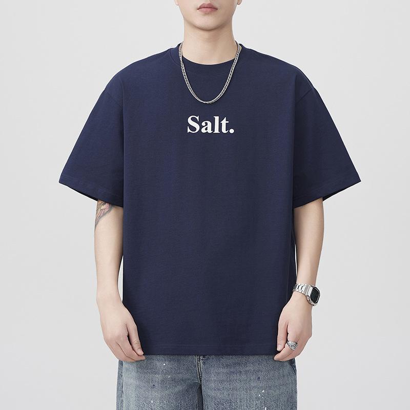 Summer Heavy 300g Printed Pure Cotton Sleeve T-shirt Loose Japanese Casual