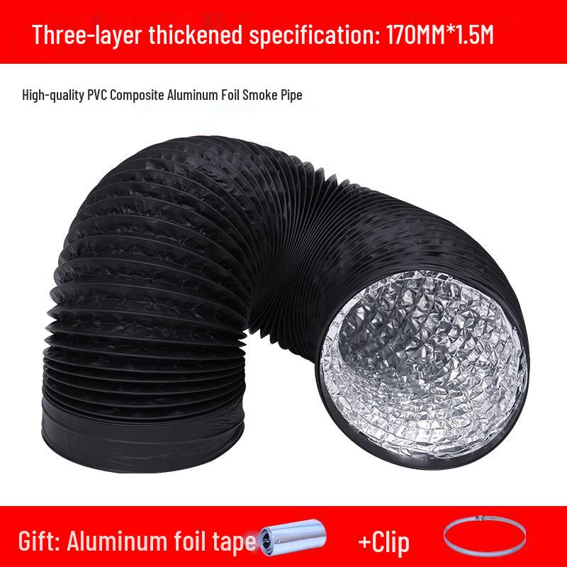 Thickened Three-Layer PVC/Aluminum Foil Flexible Hose for 150/170/160/180 Range Hood Vent Connection
