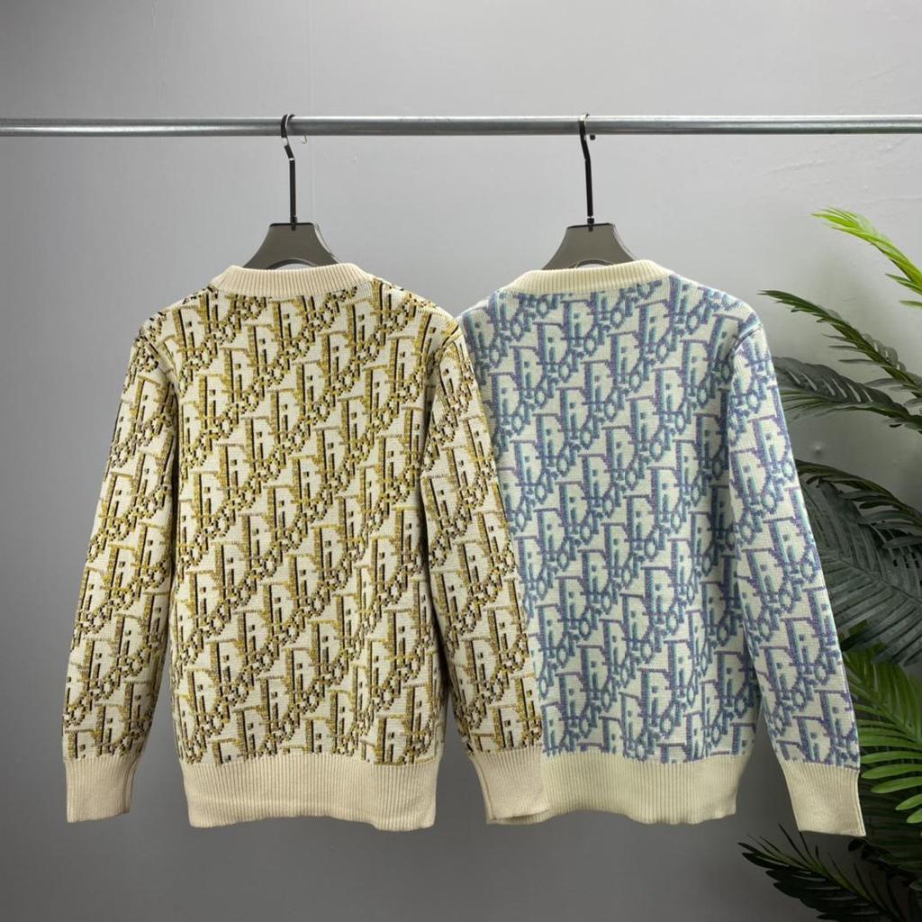 European Trend DI Unisex Letter Jacquard Knit Sweater - Casual Long-Sleeve Round Neck