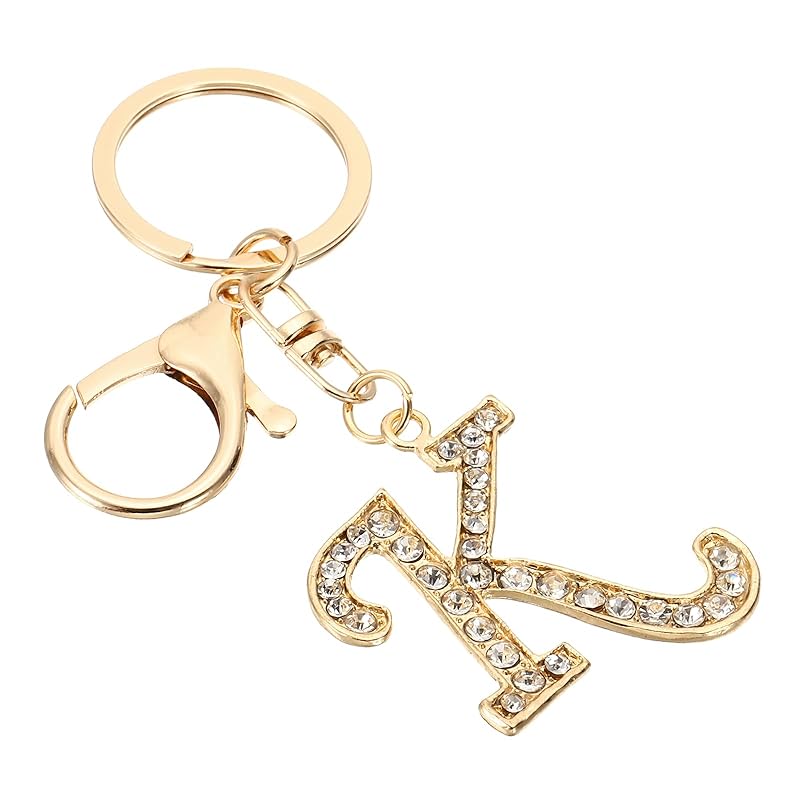 

[PATIKIL] initial letter key chain with crystal diamond letter k decoration Cute and creative decorative alphabet pendant bag backpack for diy craft
