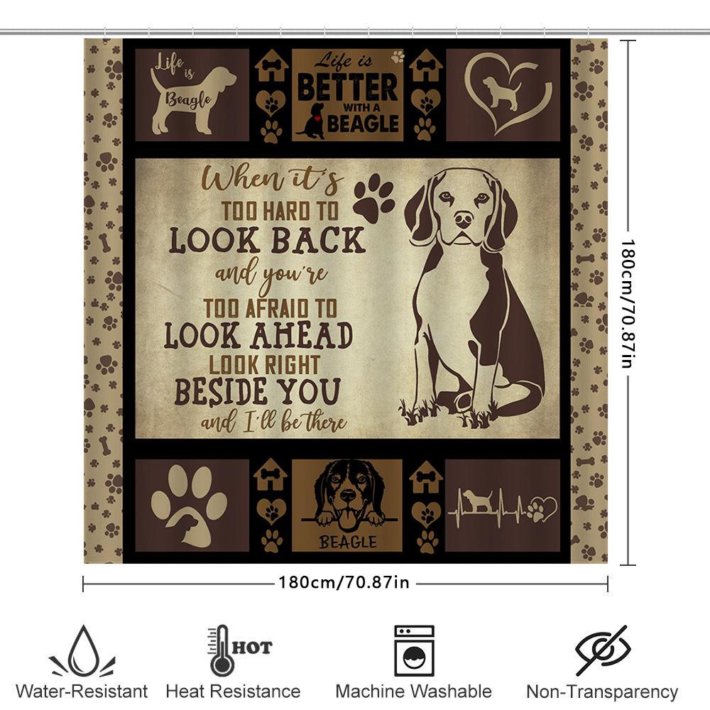 Beagle Shower Curtain Dog Lovers Decor, Pet Home Accessories, Bathroom Wall Art With Quote Available In Various Sizes