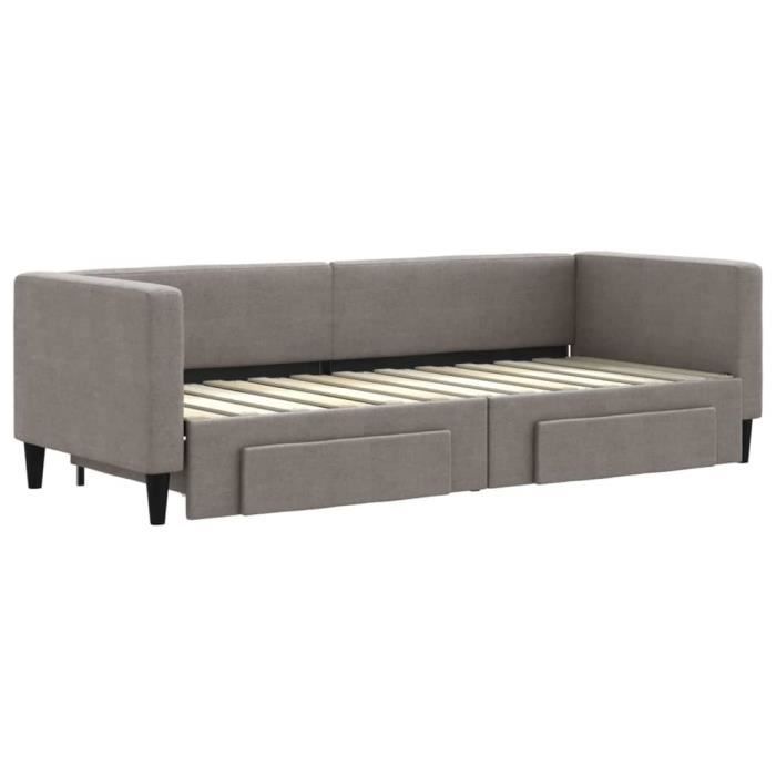 VidaXL Lit de jour avec gigogne et tiroirs taupe 80x200 cm tissu 3196612