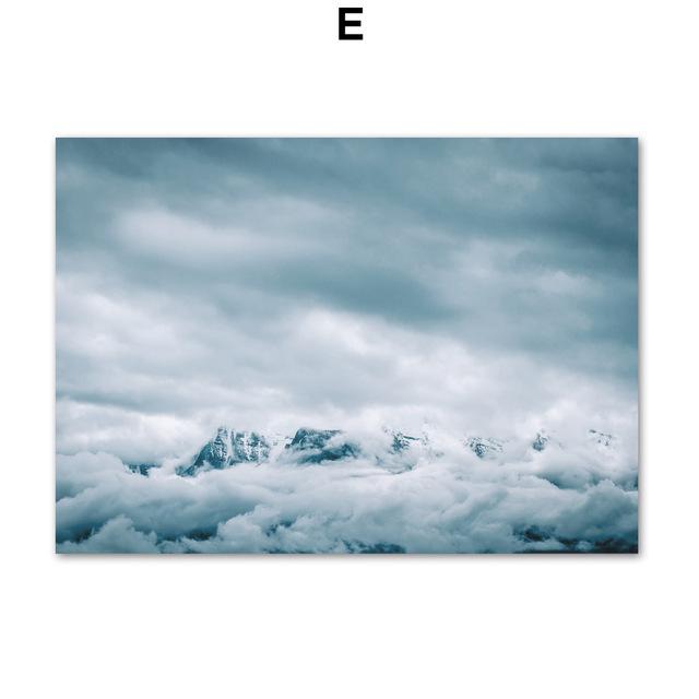 Seascape Poster Canvas Painting Nordic Blue Painting Seaside Church Mediterranean Print Wall Picture for Living Room Decor No Frame