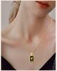 Square Initial Letter Necklace Pendant, Stainless Steel Charm Black Enamle Simple Name Jewelry For Women