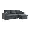 Dark Grey Corduroy Convertible Corner Sofa - IDA - 3 Seater. Reversible Corner Armchair Storage Chest Bed