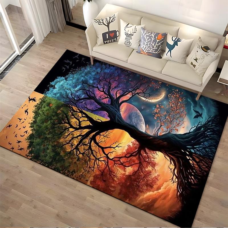 Day and Night Tree Art Rug Non-slip rug suitable for living room and bedroom sofas