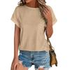 Women's Fashion Solid Color Round Neck Loose Short Sleeved Pullover T-shirt Top
