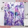 2D flat printing 2pcs Curtain Scene Curtains Butterflies and Lavender Flowers Digital Printed Polyester Drapes Family Party