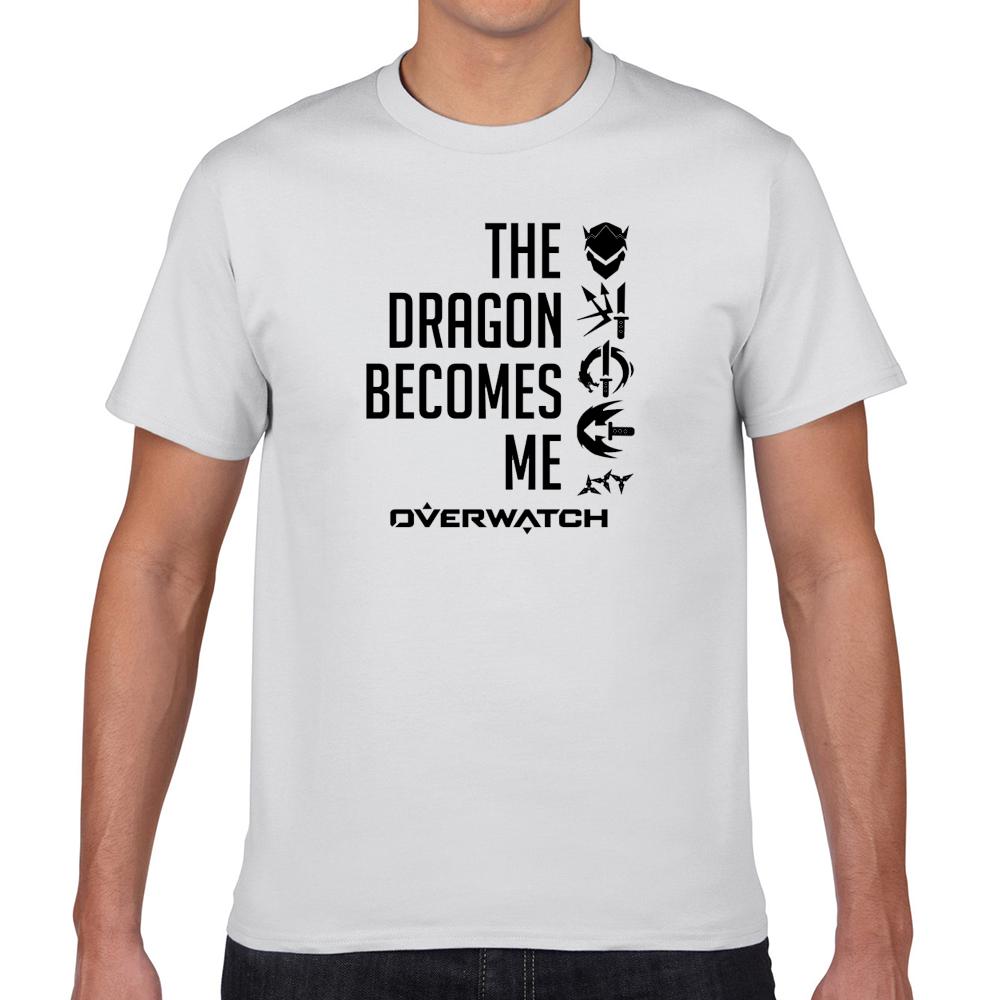 Mens T Shirts 100% Cotton Overwatch Hanzo Genji Shimada Brothers Dragon Printing T-Shirt Casual Fashion Unisex O-neck Tops Tees