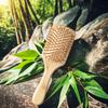 Natural Bamboo Wooden Detangle Hair Brush Portable Paddle Nylon Airbag Massage Comb Styling Tool Salon Use