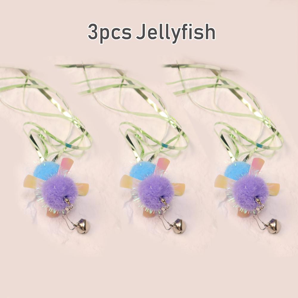 3pcs Tassel Goldfish Bee Replace Cat Teasing Stick Insect Cat Toy Interactive Pet Toys For Kitten