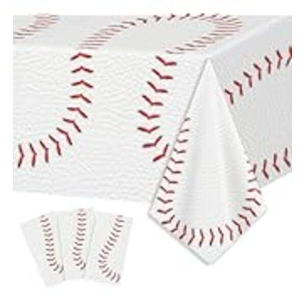 XIENBLOC 3pcs Tablecloths Baseball Birthday Party Supplies Disposable Plastic Tab
